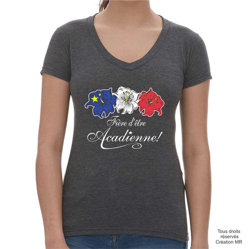 3542 - T-Shirt en V pour femme - Logo ¨Fleurs¨